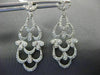 ESTATE .75CT ROUND DIAMOND 14K WHITE GOLD 3D OPEN FILIGREE LEAF HANGING EARRINGS
