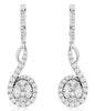 1.71CT DIAMOND 14KT WHITE GOLD 3D ROUND & MARQUISE FLOWER SWIRL HANGING EARRINGS