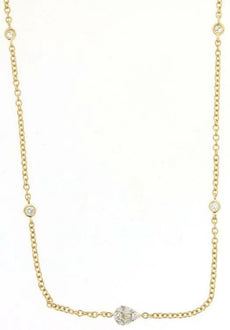 1.07CT DIAMOND 14KT YELLOW GOLD CLUSTER ROUND & PEAR SHAPE BY THE YARD NECKLACE