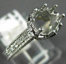 ANTIQUE .60CT DIAMOND 14KT WHITE GOLD FILIGREE SEMI MOUNT ENGAGEMENT RING #14833