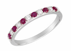 .43CT DIAMOND & AAA RUBY 14KT WHITE GOLD 3D ROUND SEMI ETERNITY ANNIVERSARY RING