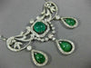 ANTIQUE LARGE 25.0CT OLD MINE DIAMOND & EMERALD 18K WHITE GOLD FILIGREE NECKLACE