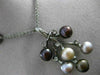 ANTIQUE LARGE .12CT DIAMOND & AAA PEARL 14K BLACK GOLD ETOILE 3D FLORAL NECKLACE