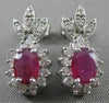 ANTIQUE 1.86CT DIAMOND RUBY 14K WHITE GOLD HANGING FILIGREE CLUSTER EARRINGS 383