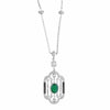 LARGE 22.79CT DIAMOND 18KT WHITE GOLD & AAA EMERALD & BLACK ENAMEL 3D NECKLACE