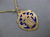 ANTIQUE 14K ROSE GOLD BLUE ENAMEL FILIGREE STAR OF DAVID FLOATING PENDANT #28994