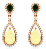 2.29CT DIAMOND & AAA EMERALD & OPAL 14KT ROSE GOLD DOUBLE TEAR DROP FUN EARRINGS