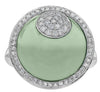 ESTATE 8.02CT DIAMOND & AAA GREEN AMETHYST 14KT WHITE GOLD OVAL CIRCULAR RING