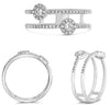 ESTATE .29CT DIAMOND 14KT WHITE GOLD DOUBLE FLOWER CRISS CROSS DOUBLE BAND RING