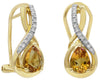 1.34CT DIAMOND & AAA CITRINE 14K YELLOW GOLD ROUND & PEAR SHAPE CLIP ON EARRINGS
