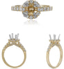 .60CT DIAMOND 14KT TWO TONE GOLD ROUND FLORAL 4 PRONG SEMI MOUNT ENGAGEMENT RING