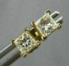 ESTATE .70CT PRINCESS CUT DIAMOND 14K YELLOW GOLD 3D SQUARE STUD EARRINGS #14261