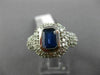 ESTATE LARGE 2.90CT DIAMOND & SAPPHIRE 14K WHTIE GOLD BEZEL HALO ENGAGEMENT RING