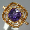 ESTATE .83CT DIAMOND & AAA AMETHYST 18K ROSE GOLD SQUARE CUSHION ETOILE FUN RING