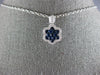 ESTATE .98CT DIAMOND & AAA SAPPHIRE 18KT WHITE GOLD CLUSTER FLOWER LOVE PENDANT
