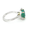4.49CT DIAMOND & AAA EMERALD 18K 2 TONE GOLD ROUND FLORAL SQUARE ENGAGEMENT RING