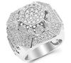 EXTRA LARGE 2.82CT ROUND DIAMOND 14KT WHITE GOLD 3D OCTAGON PYRAMID MEN'S RING