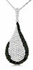1.32CT WHITE & BLACK DIAMOND 14KT WHITE GOLD 3D CLASSIC PAVE TEAR DROP PENDANT
