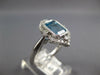 LARGE 2.11CT DIAMOND & AAA BLUE TOPAZ 14KT WHITE GOLD EMERALD CUT FILIGREE RING