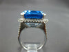 EXTRA LARGE 22.56CT DIAMOND & AAA BLUE TOPAZ 18KT WHITE GOLD 3D EMERALD CUT RING