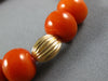 ESTATE LONG AAA CORAL 14KT YELLOW GOLD 3D MULTI BEAD LUCKY LOVE BRACELET #26991