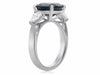ESTATE 2.14CT DIAMOND & AAA SAPPHIRE 18KT WHITE GOLD 3D 3 STONE ENGAGEMENT RING