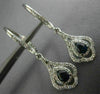 ESTATE .69CT DIAMOND & SAPPHIRE 14K WHITE GOLD TEAR DROP FLOWER HANGING EARRINGS