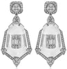 EXTRA LARGE 3.57CT DIAMOND & CRYSTAL 18KT WHITE GOLD TEAR DROP HANGING EARRINGS