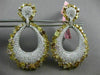 ESTATE LARGE 14.62CT WHITE & MULTI FANCY DIAMONDS 18KT 2 TONE GOLD DROP EARRINGS