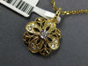 ESTATE .14CT DIAMOND 14K 2 TONE GOLD 3D CLASSIC FILIGREE FLOWER FLOATING PENDANT