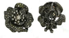 LARGE 1.91CT MULTI COLOR DIAMOND 18KT BLACK GOLD 3D FLOWER ROSE CLIP ON EARRINGS