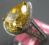 LARGE 2.68CT WHITE & FANCY YELLOW DIAMOND 18KT 2 TONE GOLD HALO ENGAGEMENT RING