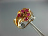 ANTIQUE WIDE .70CT OLD MINE DIAMOND & AAA RUBY 14KT WHITE & ROSE GOLD RING #1652
