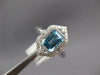 LARGE 2.11CT DIAMOND & AAA BLUE TOPAZ 14KT WHITE GOLD EMERALD CUT FILIGREE RING