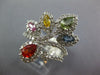 EXTRA LARGE 2.1CT DIAMOND & AAA MULTI COLOR SAPPHIRE 18K YELLOW GOLD FLOWER RING