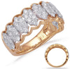 ESTATE .97CT DIAMOND 14KT WHITE & ROSE GOLD CLUSTER MULTI LEAF ANNIVERSARY RING