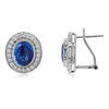 5.82CT DIAMOND & AAA SAPPHIRE 18K WHITE GOLD OVAL & ROUND HALO FILIGREE EARRINGS