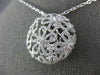ESTATE LARGE 1.23CT DIAMOND 18K WHITE GOLD CIRCULAR OPEN FILIGREE FLOWER PENDANT