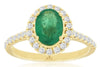1.60CT DIAMOND & AAA EMERALD 14KT YELLOW GOLD 3D OVAL HALO FRIENDSHIP LOVE RING