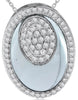 6.04CT DIAMOND & AAA LIGHT BLUE TOPAZ 14KT WHITE GOLD OVAL FUN FLOATING PENDANT