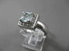 ESTATE 1.08CT DIAMOND & AAA AQUAMARINE 14KT WHITE GOLD SQUARE HALO COCKTAIL RING