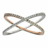 ESTATE .21CT DIAMOND 18K WHITE & ROSE GOLD CLASSIC ROUND CRISS CROSS X LOVE RING