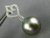 .42CT DIAMOND & AAA TAHITIAN PEARL 18K WHITE GOLD OPEN FILIGREE HANGING EARRINGS