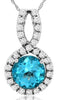 ESTATE 1.2CT DIAMOND & AAA BLUE TOPAZ 14K WHITE GOLD ROUND INFINITY LOVE PENDANT
