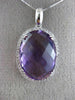 ESTATE EXTRA LARGE 15.68CT DIAMOND & AMETHYST 14KT WHITE GOLD HALO OVAL PENDANT