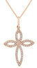ESTATE .20CT DIAMOND 14KT ROSE GOLD 3D DOUBLE INFINITY CROSS FLOATING PENDANT