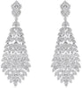 LARGE 7.39CT DIAMOND 18KT WHITE GOLD 3D CLUSTER FLOWER LEAF HANGING EARRINGS