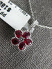 1CT DIAMOND & AAA RUBY 18K WHITE GOLD PEAR SHAPE CLASSIC FLOWER FILIGREE PENDANT