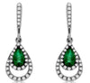 .58CT DIAMOND & AAA EMERALD 14KT WHITE GOLD PEAR SHAPE & ROUND HANGING EARRINGS
