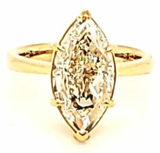 ESTATE LARGE 5.04CT FANCY YELLOW DIAMOND 18K YELLOW GOLD MARQUISE SOLITAIRE RING